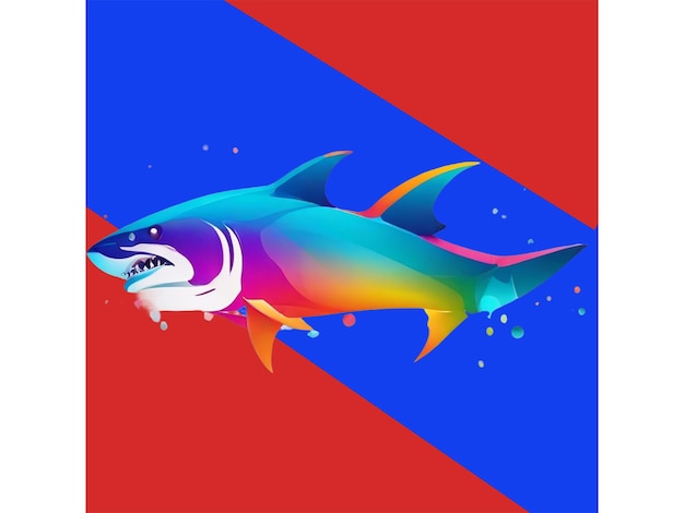PSD Вектор акулы красочный градиентный дизайн