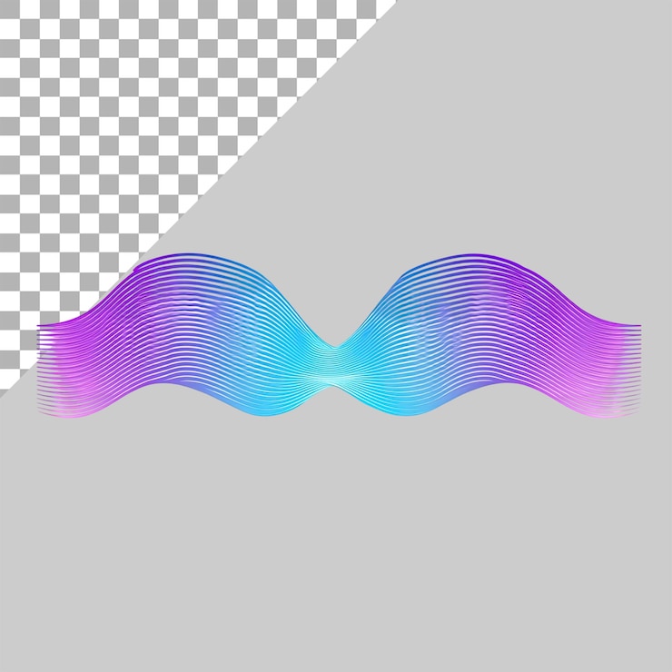 PSD vector sound wave with audio spectrum in blue and purple colors on a transparent background