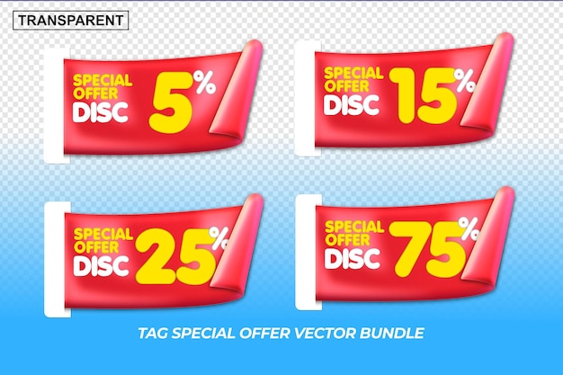 벡터 태그 판매 할인 5,15,25,75 가격 flashsale 빨간색 노란색, 흰색 색상