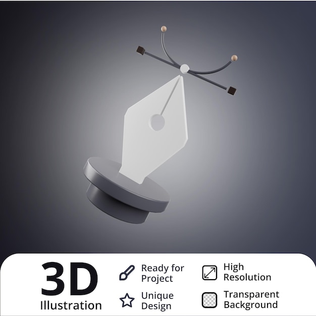 Illustrazione 3d dello strumento vettoriale