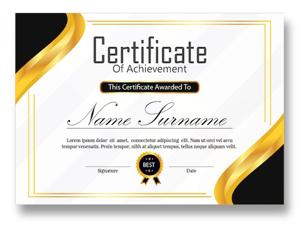 Vectorcertificaat nieuw professioneel en trendontwerp