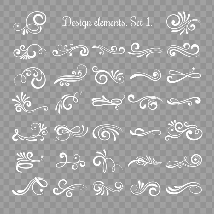 PSD vectorlijn vintage scroll items voor sierlijk ontwerp geïsoleerd op transparante achtergrond