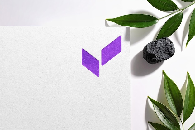 Vectura elegant logo mockup debossed effect and leaf background v2