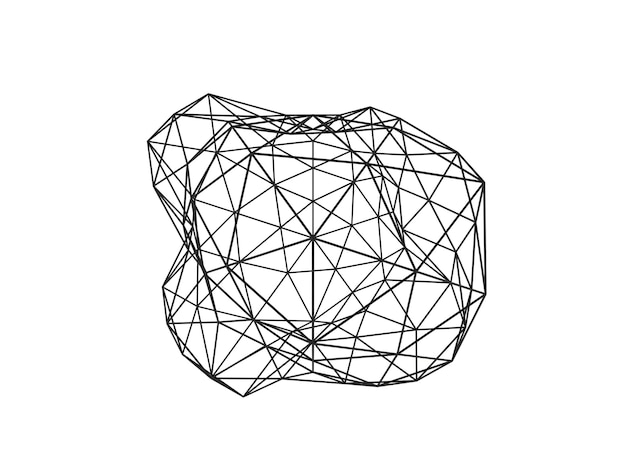 Veelhoekige mesh wireframe abstracte 3D-vorm