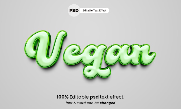 PSD vegan 3d text effect editable psd text effect