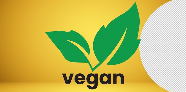 PSD emblema vegano ottimo design vegano su sfondo trasparente sfondo del simbolo del logo