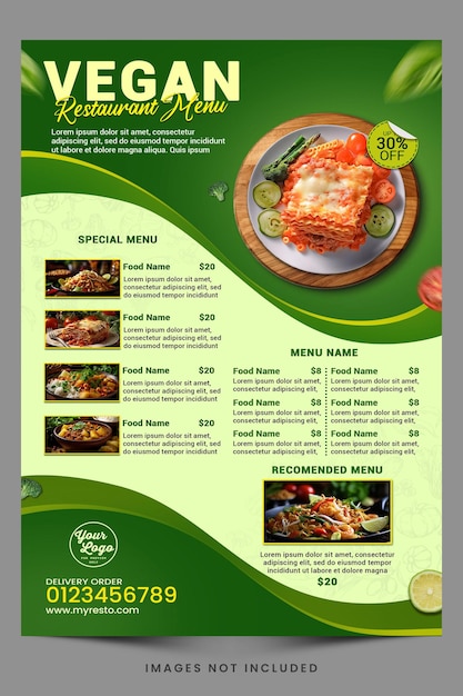 Vegan flyer food promotion premium template