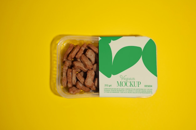 Vegan food in plastic packaging