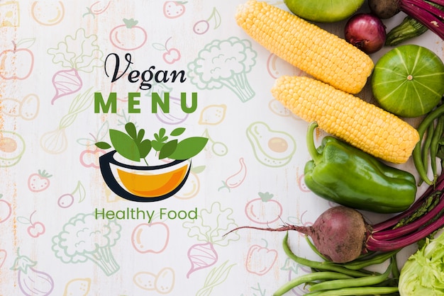 Vegan menu background with copy space