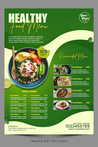 PSD vegan poster menu food promotion premium template