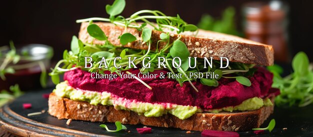 PSD vegan sandwiches met beet hummus