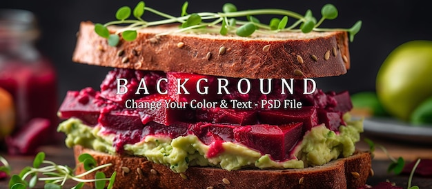 PSD vegan sandwiches with beetroot hummus