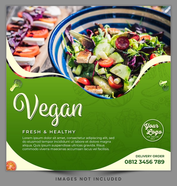 PSD vegan for social media post promotion template