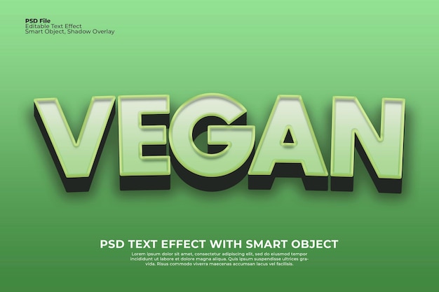 Vegan Tekst bewerken 3D photoshop Gemakkelijk bewerkbaar