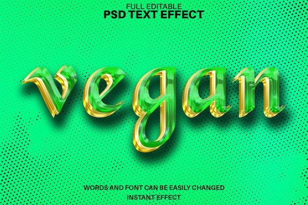 Veganistisch 3D-bewerkbaar teksteffect