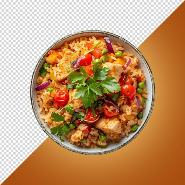 PSD vegatable biryani isolated on white background