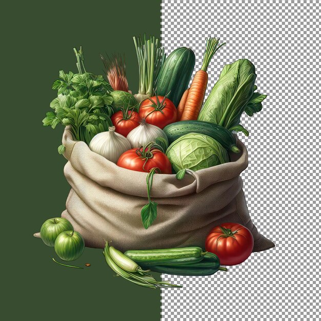 PSD vegetable bag medley png