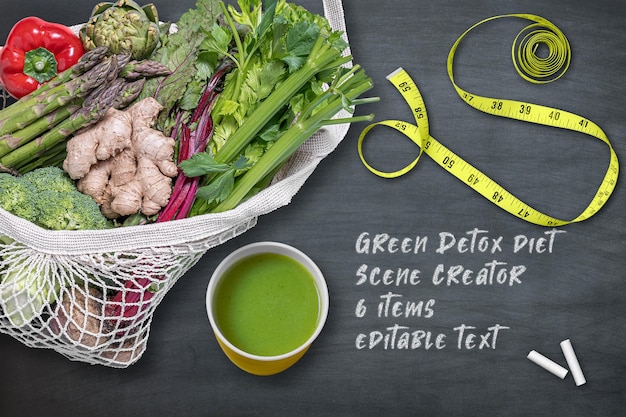 PSD vegetable detox diet scene creator