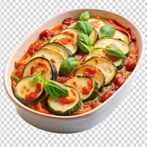 PSD un piatto di verdure con formaggio e salsa di pomodoro su uno sfondo trasparente