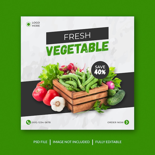 PSD vegetable food banner template  for social media premium psd