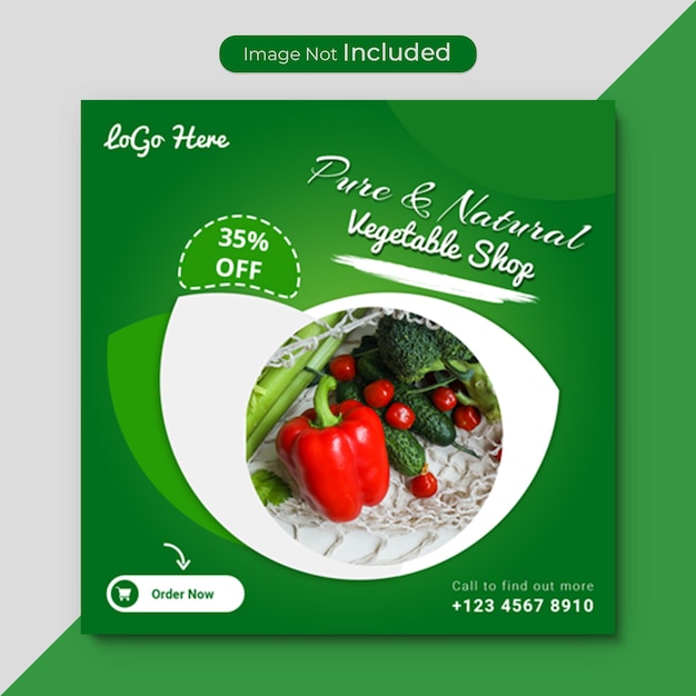 Vegetable food social media banner design template