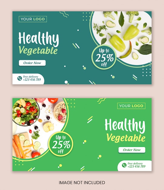 PSD 野菜食品ソーシャルメディアバナーテンプレートバナーデザインテンプレート