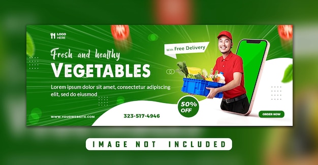 PSD vegetable and fruit grocery delivery social media instagram cover template