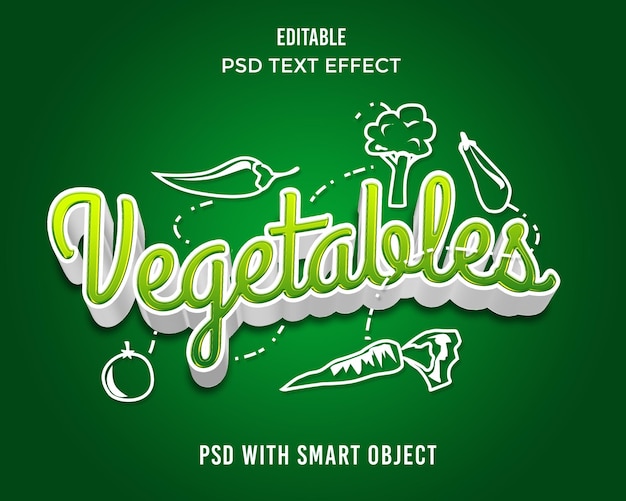 PSD vegetable green text effect editable