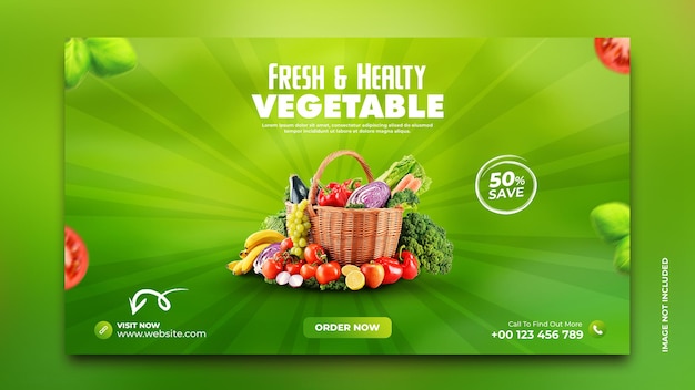 Vegetable and grocery delivery promotion web banner instagram social media post template