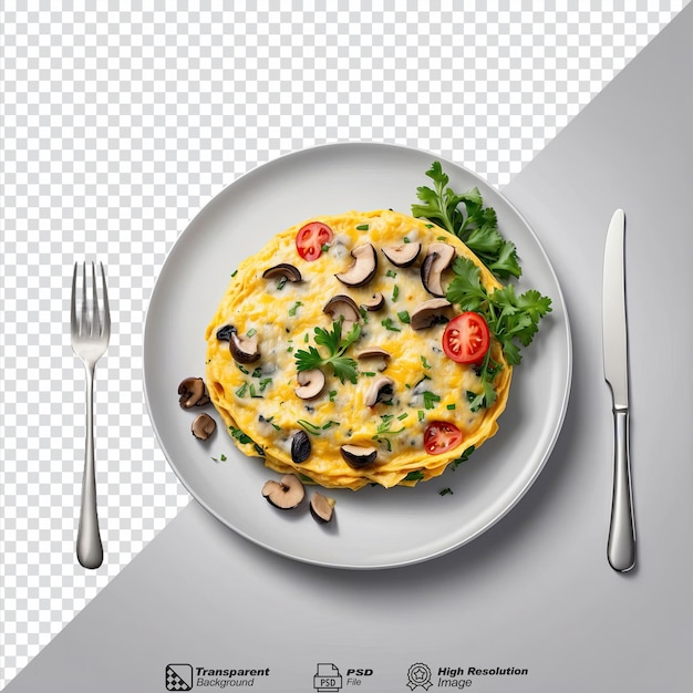 PSD vegetable and mushroom omelet isolated on transparent background