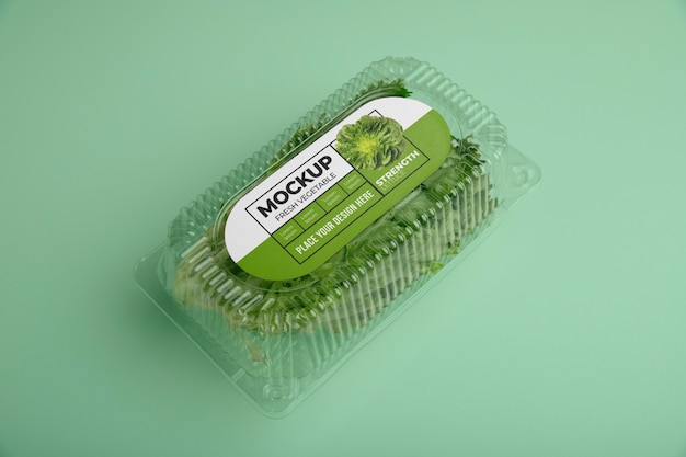 PSD mockup di pacchetto di plastica vegetale