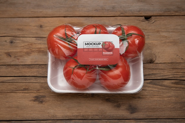 PSD mockup di pacchetto di plastica vegetale