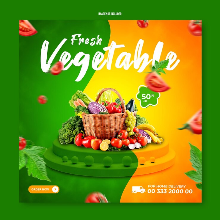 野菜ソーシャルメディア投稿テンプレート割引バナー