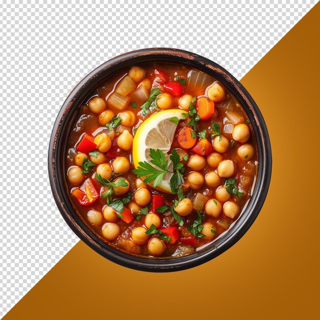 PSD vegetable stew of chickpeas carrot sweet peppers on white background