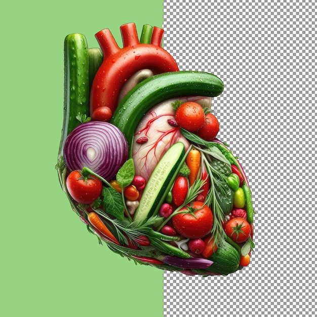 PSD vegetablecrafted human heart organic art png