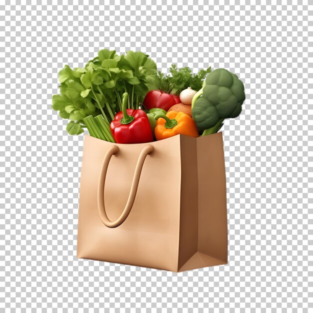 PSD vegetables in bag isolated on transparent background