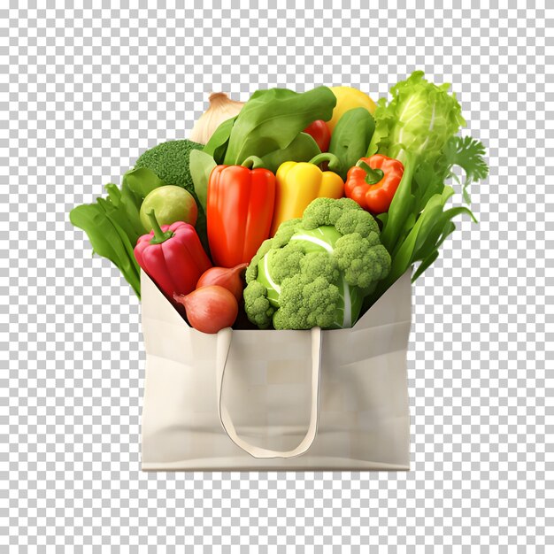 Vegetables in bag isolated on transparent background