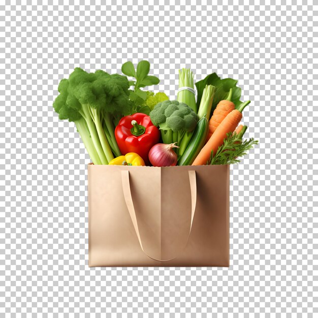 PSD vegetables in bag isolated on transparent background