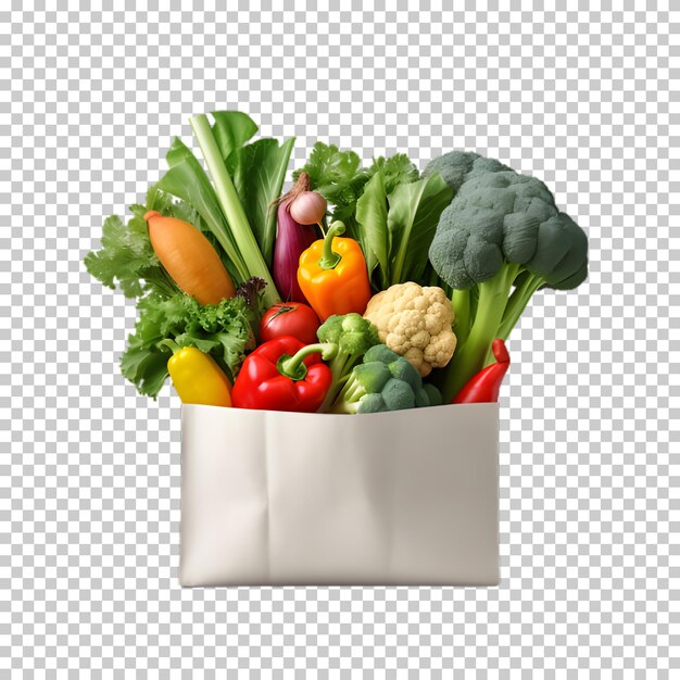 PSD vegetables in bag isolated on transparent background