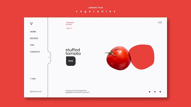 PSD vegetables concept landing page template