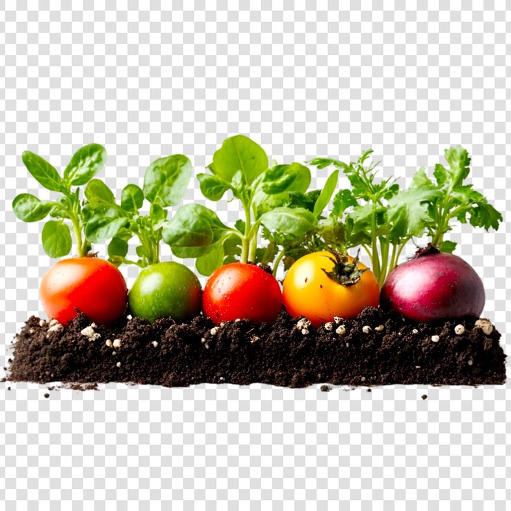 PSD vegetables growing in the garden on a transparent background