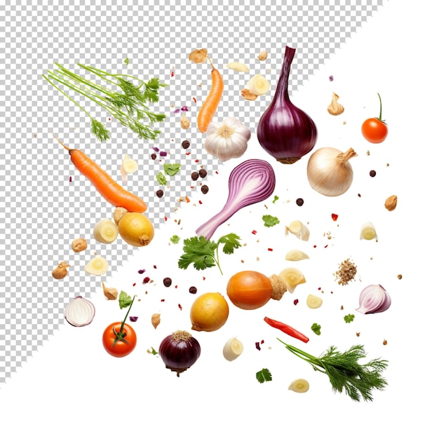 PSD vegetables isolated on transparent background