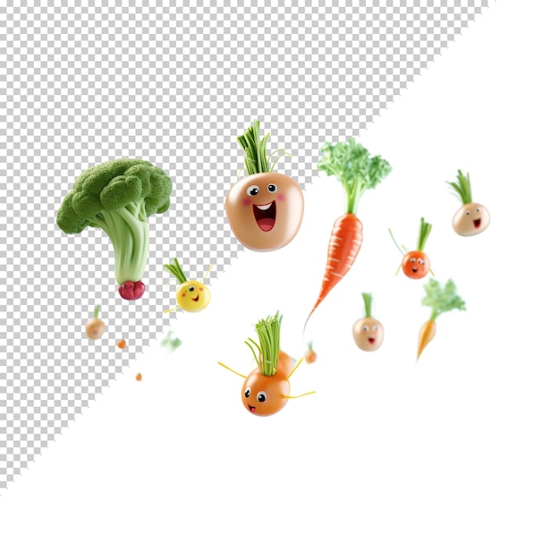 PSD vegetables isolated on transparent background