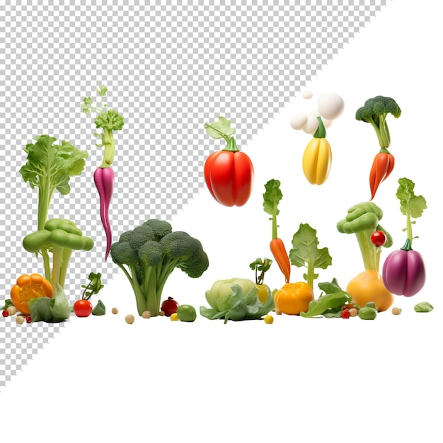 PSD vegetables isolated on transparent background