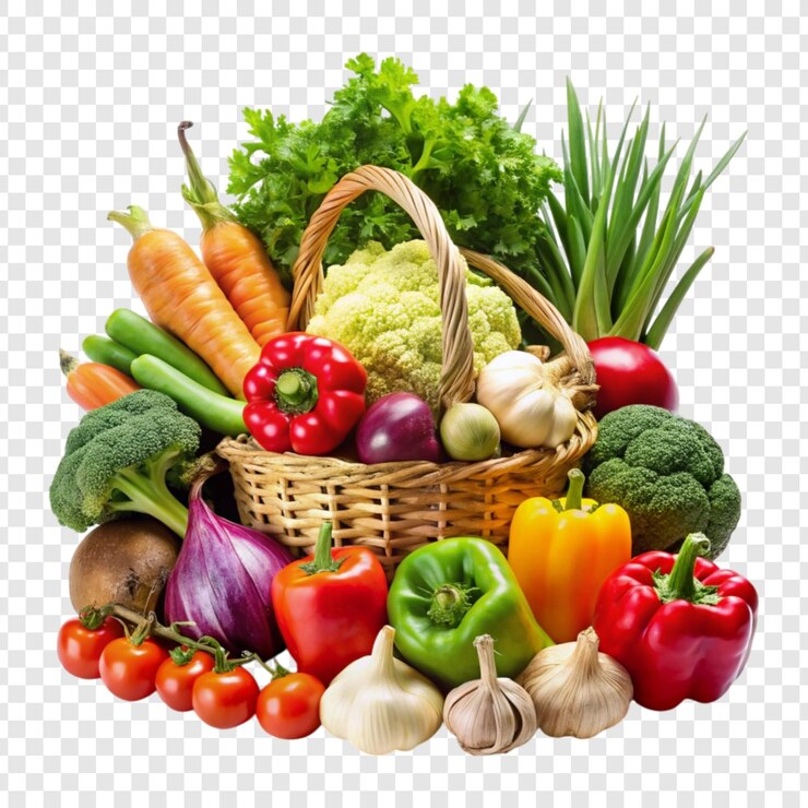PSD vegetables market stall isolated on white background