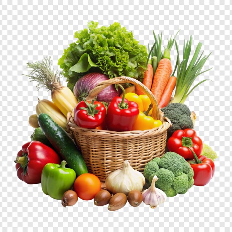 PSD vegetables market stall isolated on white background
