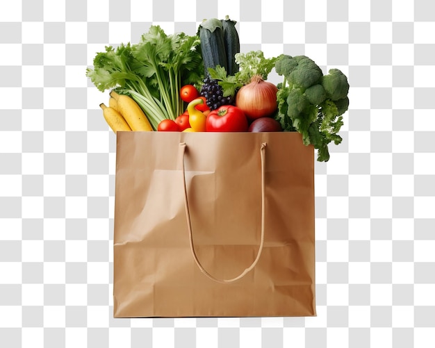 PSD vegetables in paper bag isolated on transparent background png