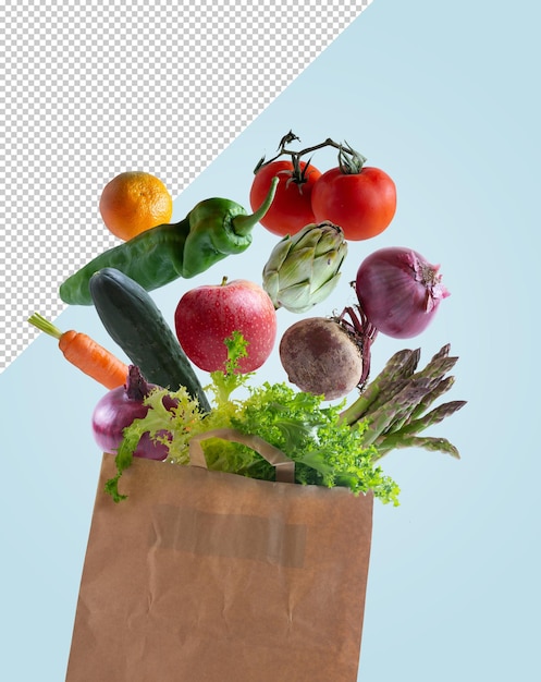 Vegetables in recyclable paper bag 