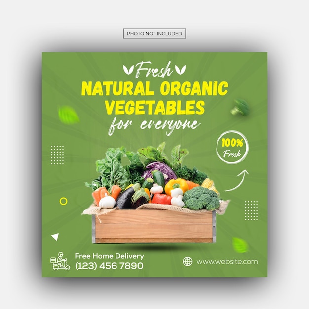 Vegetables social media promotion banner and instagram post design template