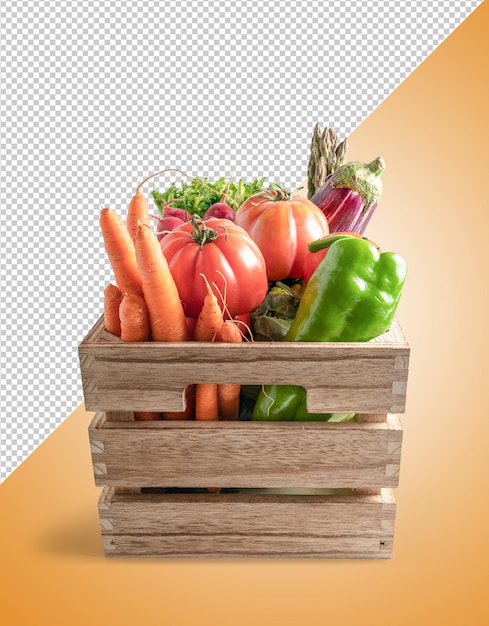 Vegetables in a wooden box